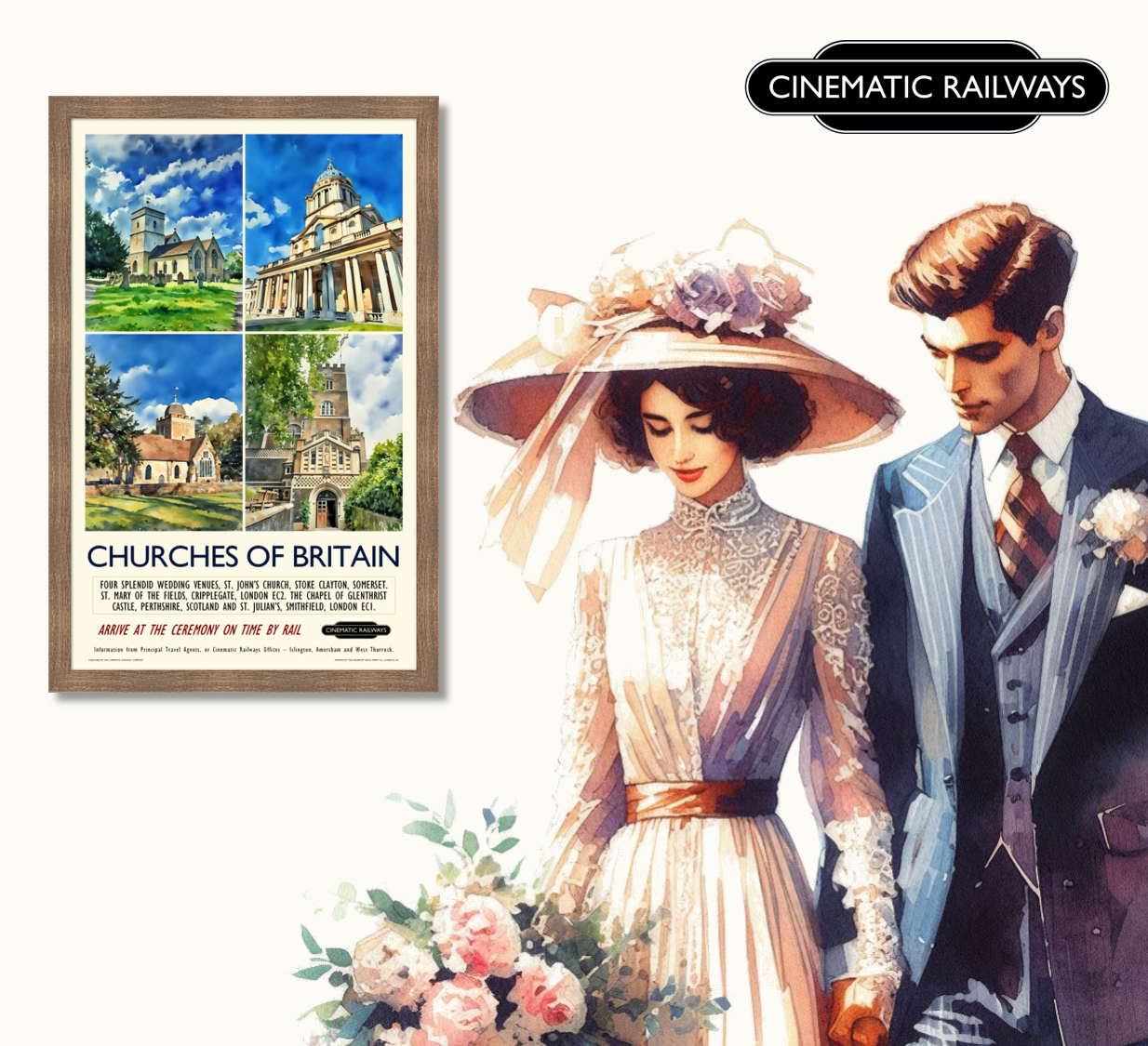 Churches of Britain  - a vintage travel poster inspired by your favourite film / movie - Cinematic Railways