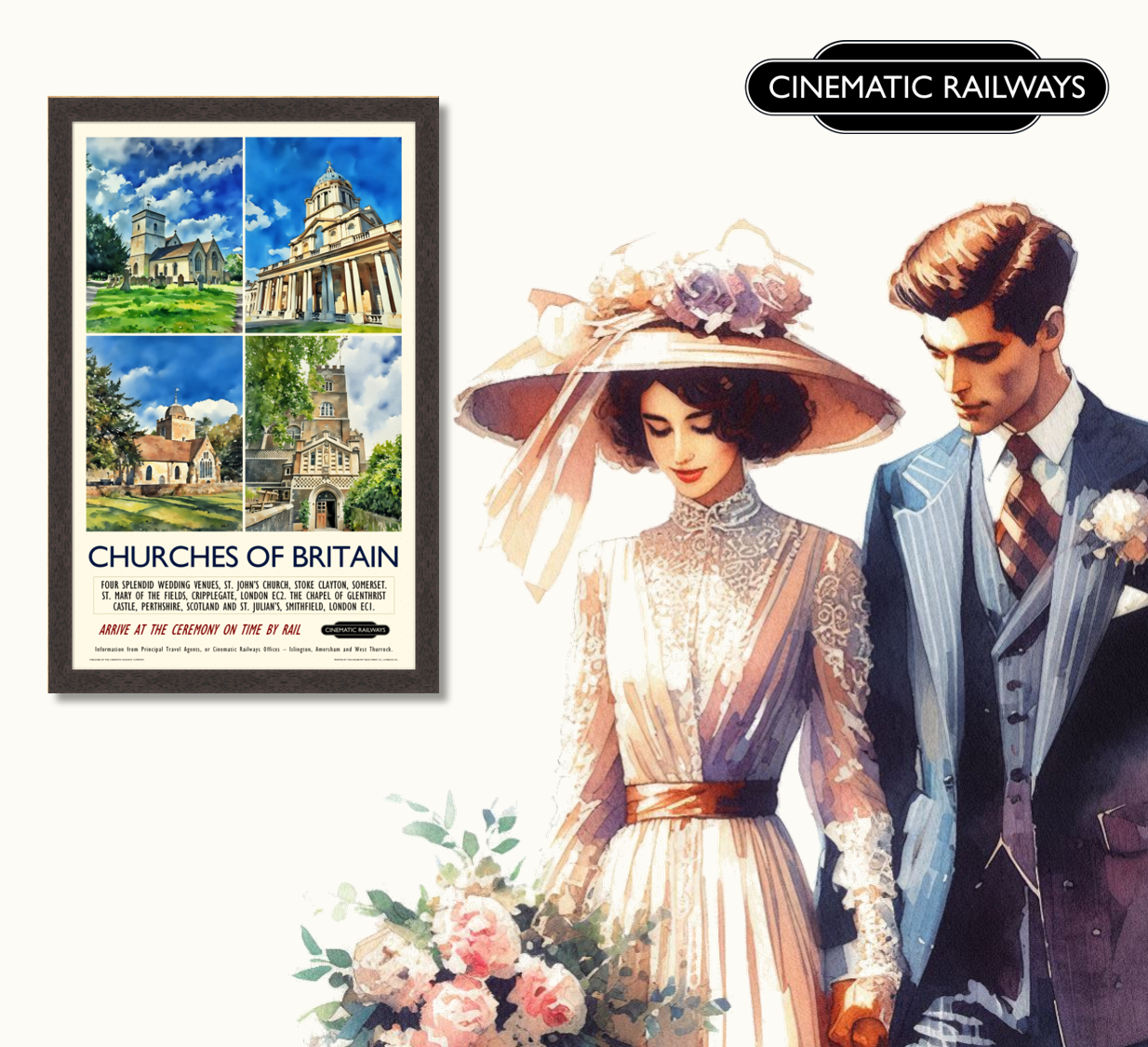 Churches of Britain  - a vintage travel poster inspired by your favourite film / movie - Cinematic Railways