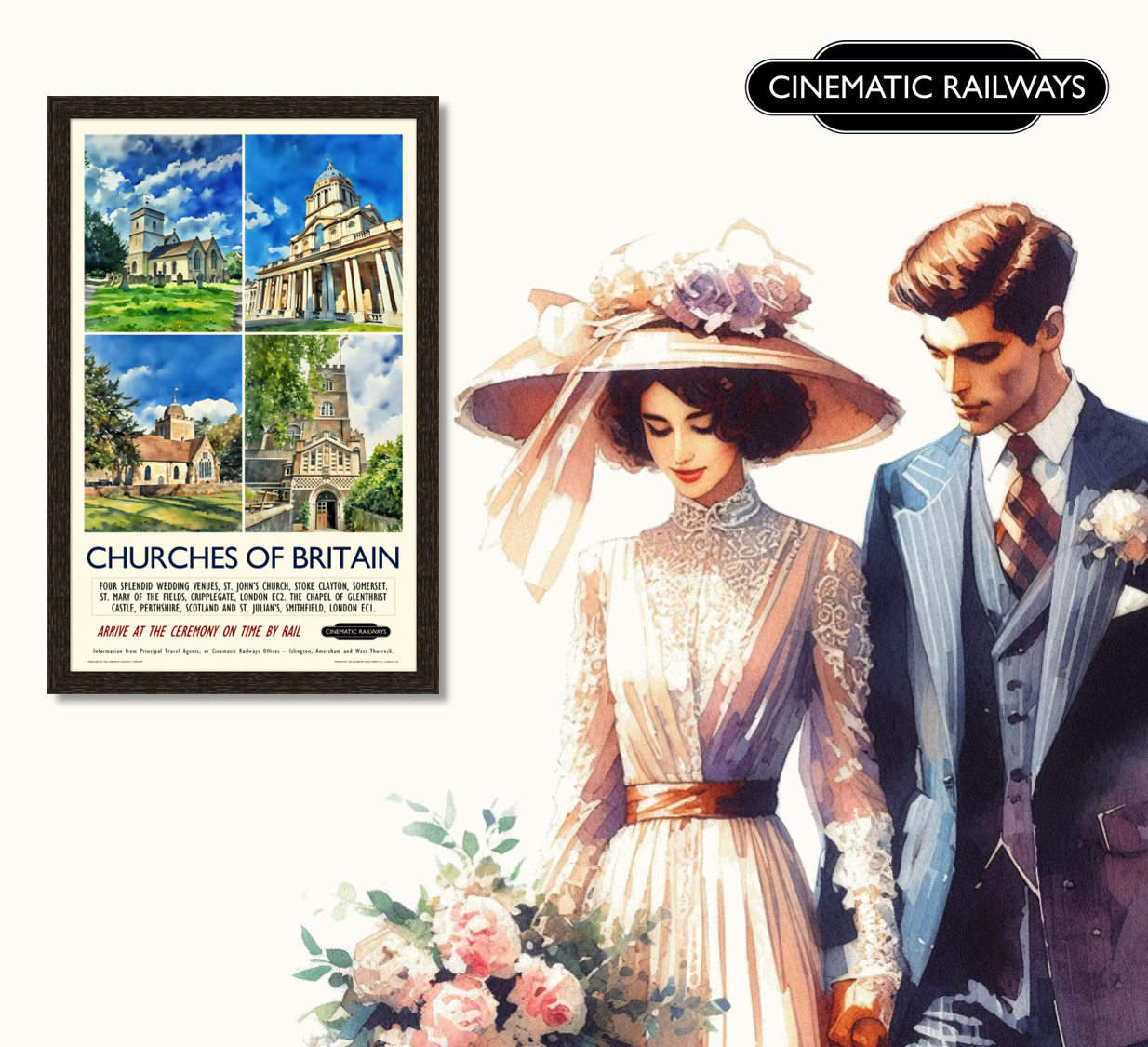 Churches of Britain  - a vintage travel poster inspired by your favourite film / movie - Cinematic Railways