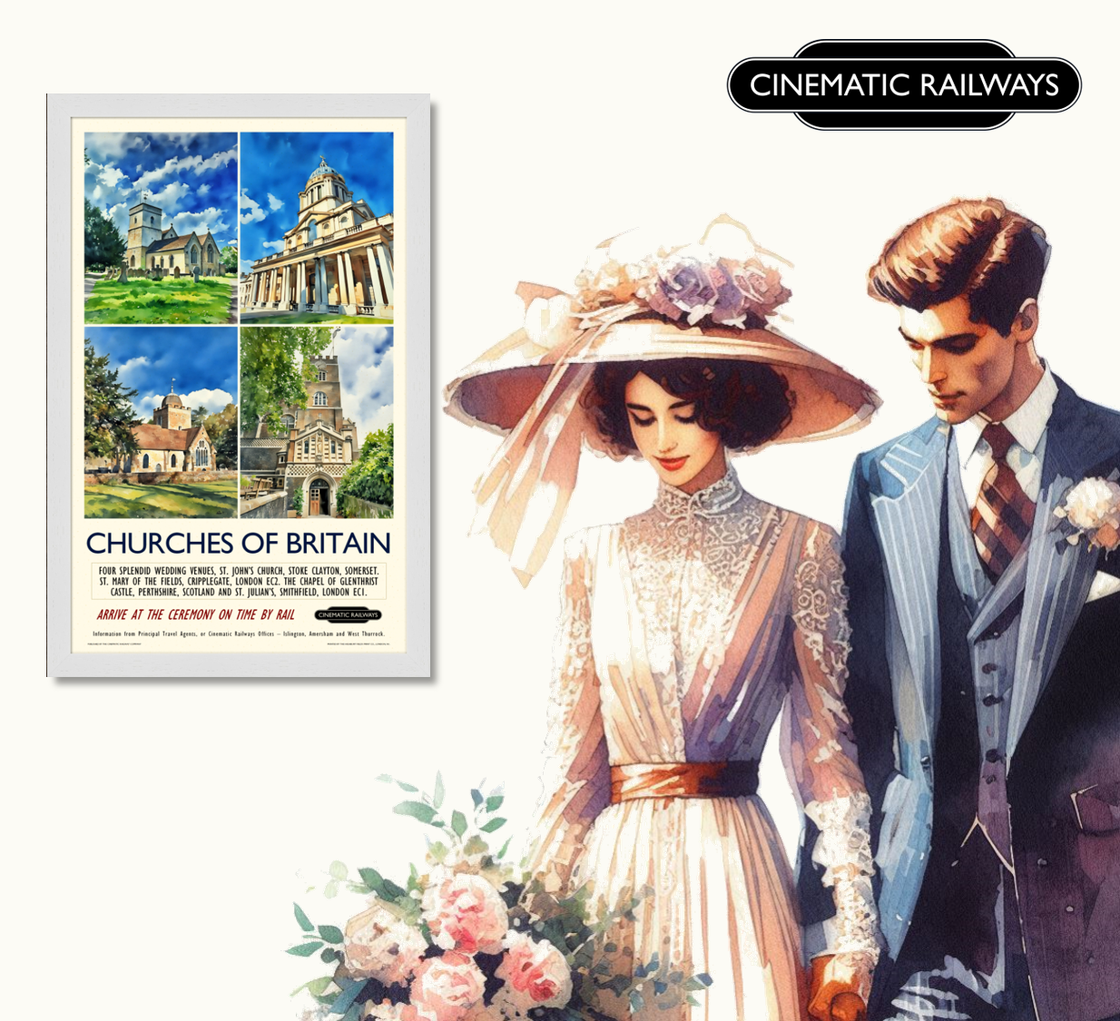 Churches of Britain  - a vintage travel poster inspired by your favourite film / movie - Cinematic Railways