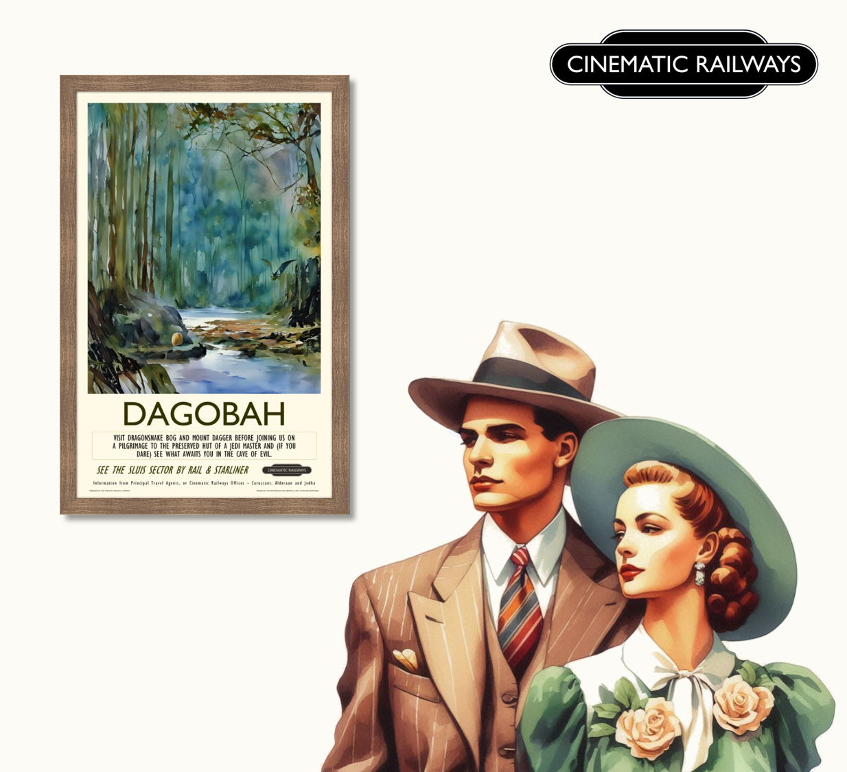 Dagobah  - a vintage travel poster inspired by your favourite film / movie - Cinematic Railways