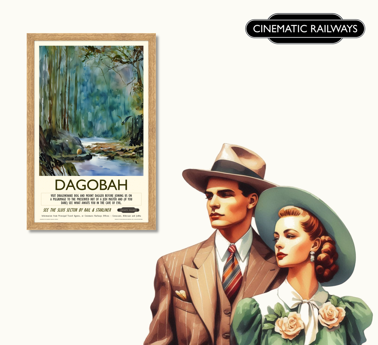 Dagobah  - a vintage travel poster inspired by your favourite film / movie - Cinematic Railways