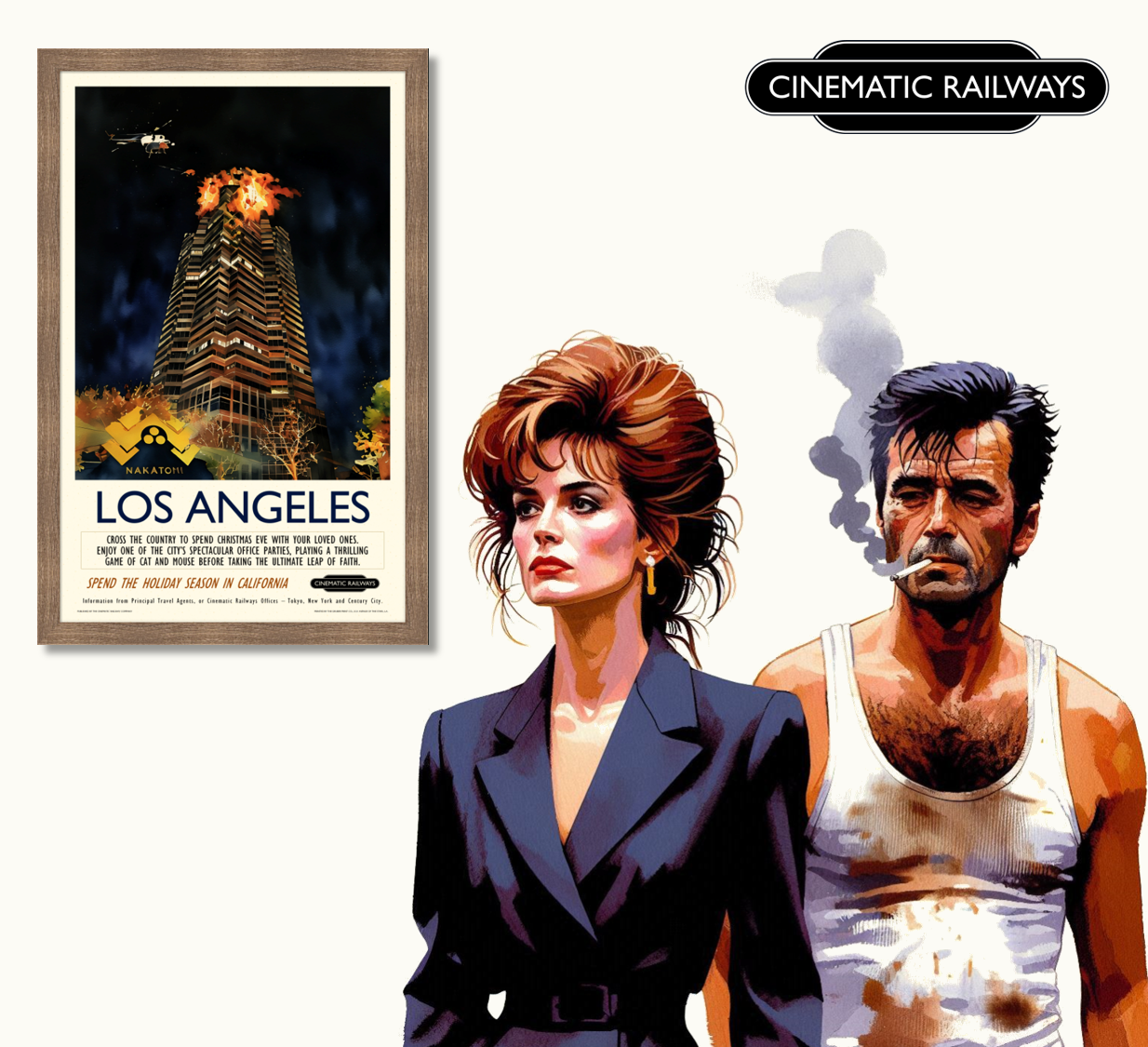 Los Angeles - a vintage travel poster inspired by your favourite film / movie - Cinematic Railways