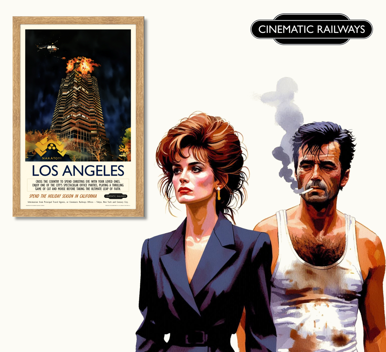 Los Angeles - a vintage travel poster inspired by your favourite film / movie - Cinematic Railways