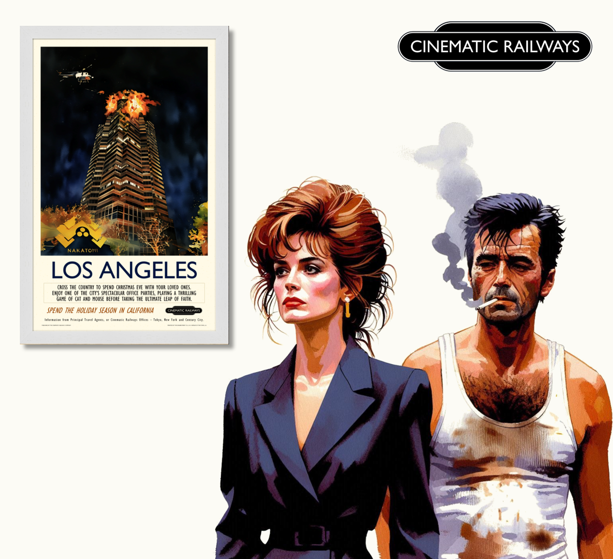 Los Angeles - a vintage travel poster inspired by your favourite film / movie - Cinematic Railways