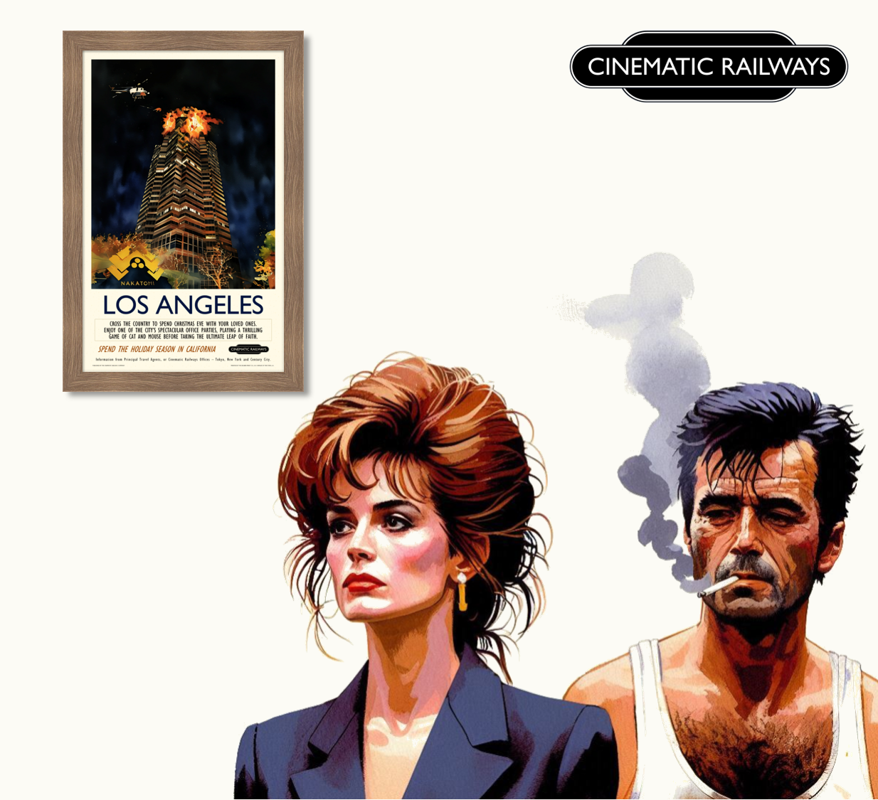Los Angeles - a vintage travel poster inspired by your favourite film / movie - Cinematic Railways