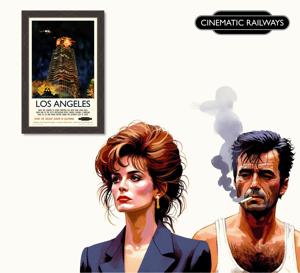 Los Angeles - a vintage travel poster inspired by your favourite film / movie - Cinematic Railways