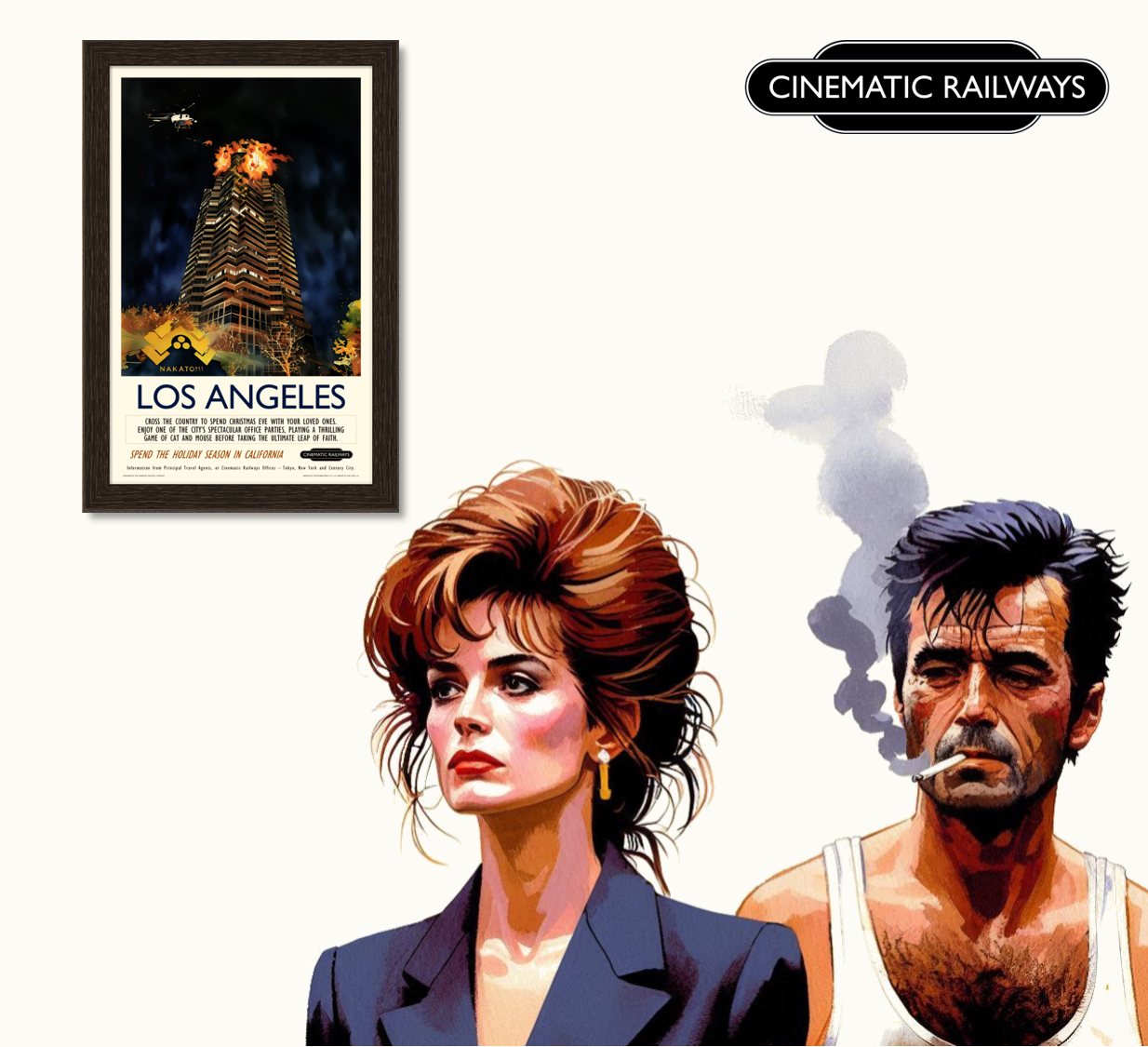 Los Angeles - a vintage travel poster inspired by your favourite film / movie - Cinematic Railways