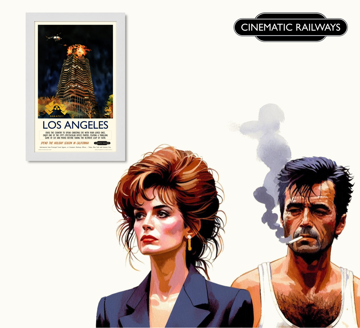 Los Angeles - a vintage travel poster inspired by your favourite film / movie - Cinematic Railways
