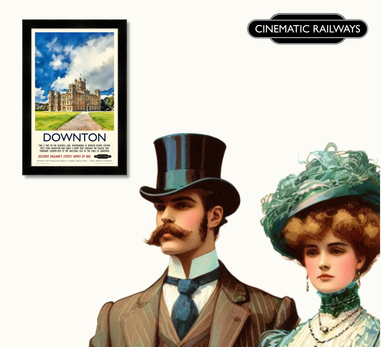 Downton - a vintage travel poster inspired by your favourite film / movie - Cinematic Railways