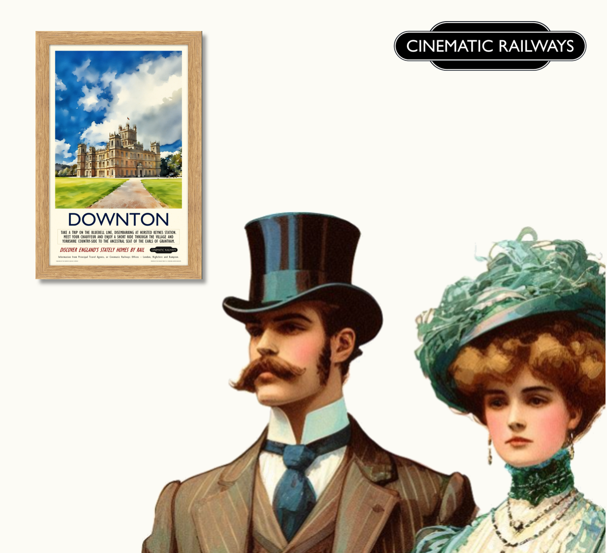 Downton - a vintage travel poster inspired by your favourite film / movie - Cinematic Railways