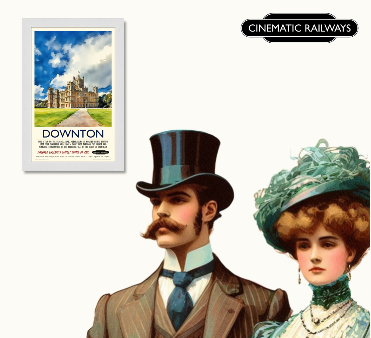 Downton - a vintage travel poster inspired by your favourite film / movie - Cinematic Railways