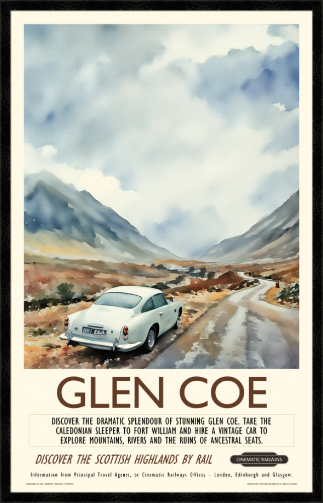 Glen Coe  - a vintage travel poster inspired by your favourite film / movie - Cinematic Railways