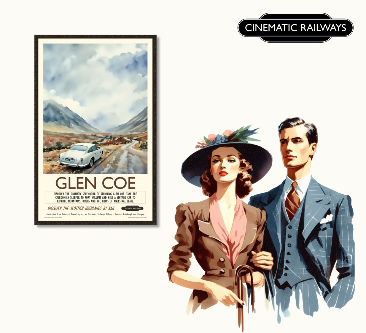 Glen Coe  - a vintage travel poster inspired by your favourite film / movie - Cinematic Railways