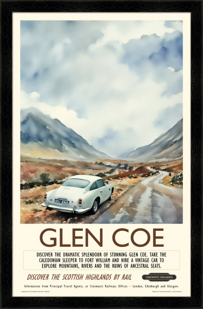 Glen Coe  - a vintage travel poster inspired by your favourite film / movie - Cinematic Railways