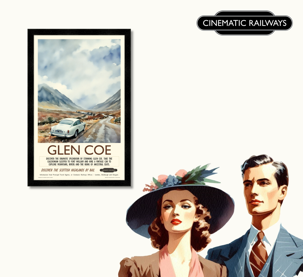 Glen Coe  - a vintage travel poster inspired by your favourite film / movie - Cinematic Railways