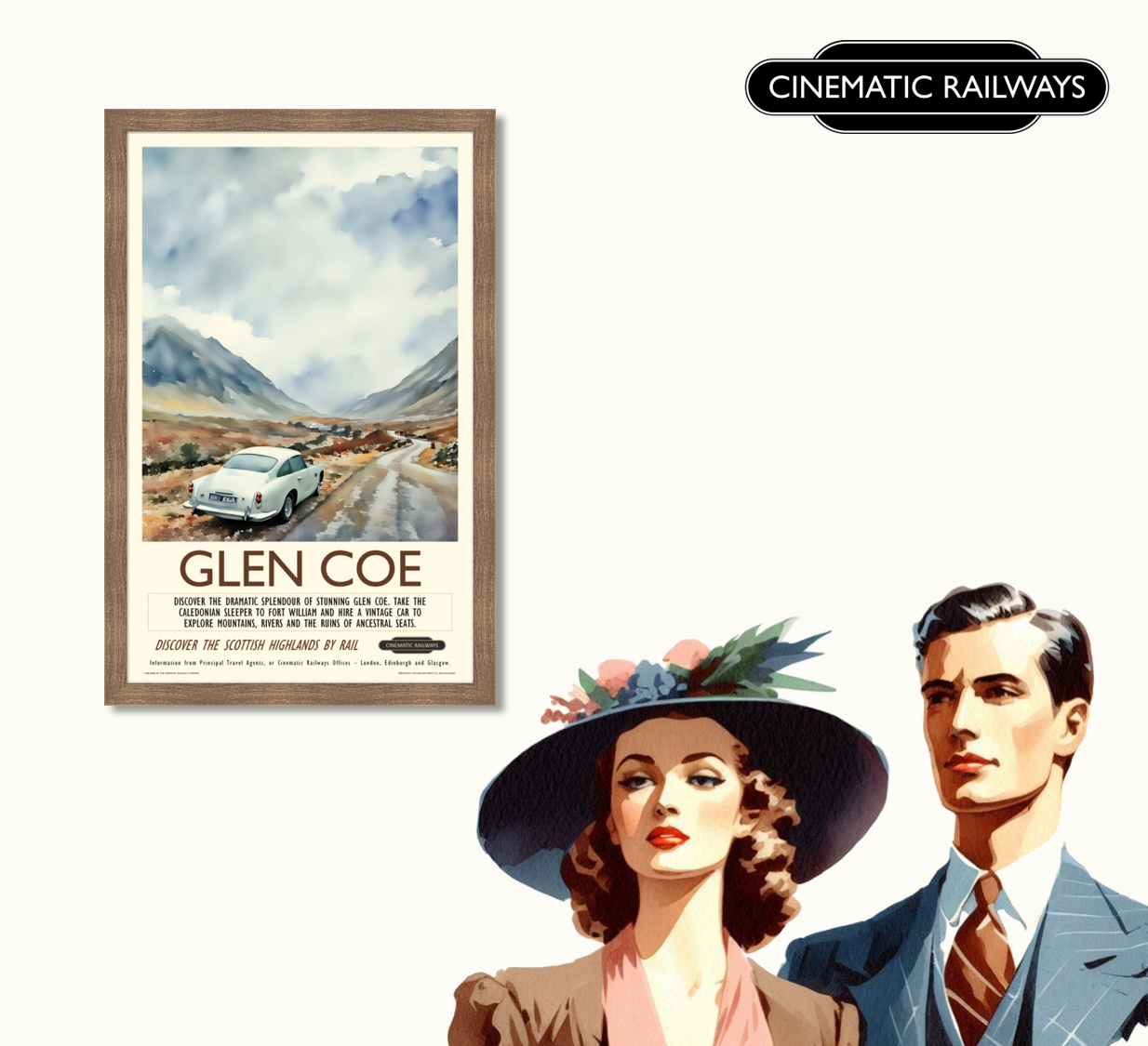 Glen Coe  - a vintage travel poster inspired by your favourite film / movie - Cinematic Railways