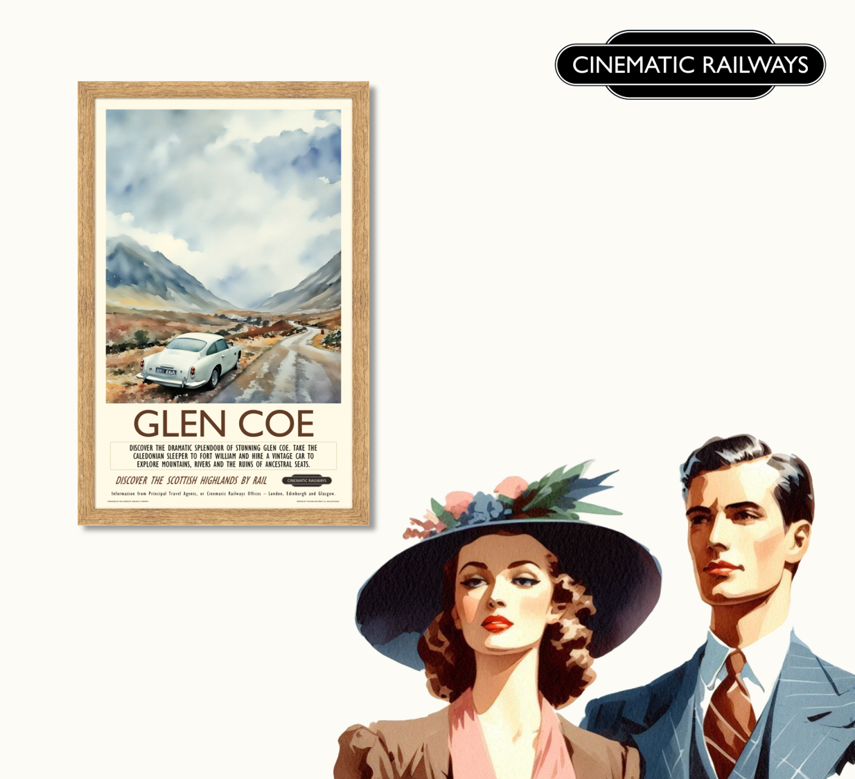 Glen Coe  - a vintage travel poster inspired by your favourite film / movie - Cinematic Railways