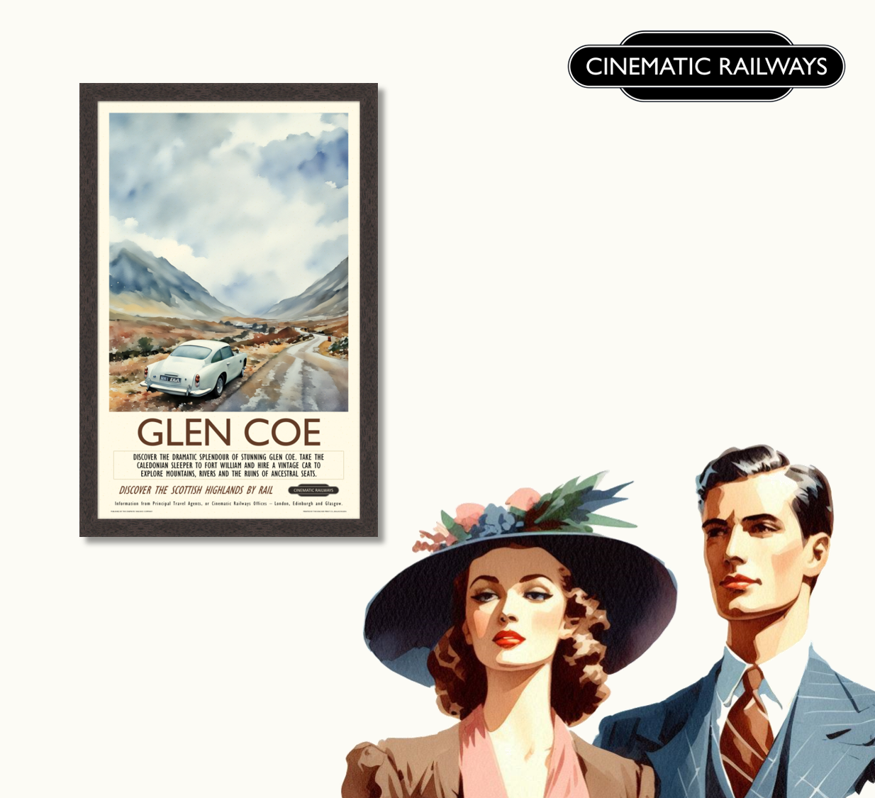 Glen Coe  - a vintage travel poster inspired by your favourite film / movie - Cinematic Railways