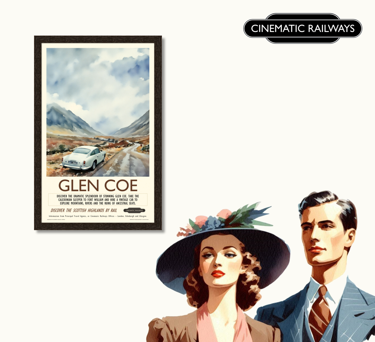 Glen Coe  - a vintage travel poster inspired by your favourite film / movie - Cinematic Railways