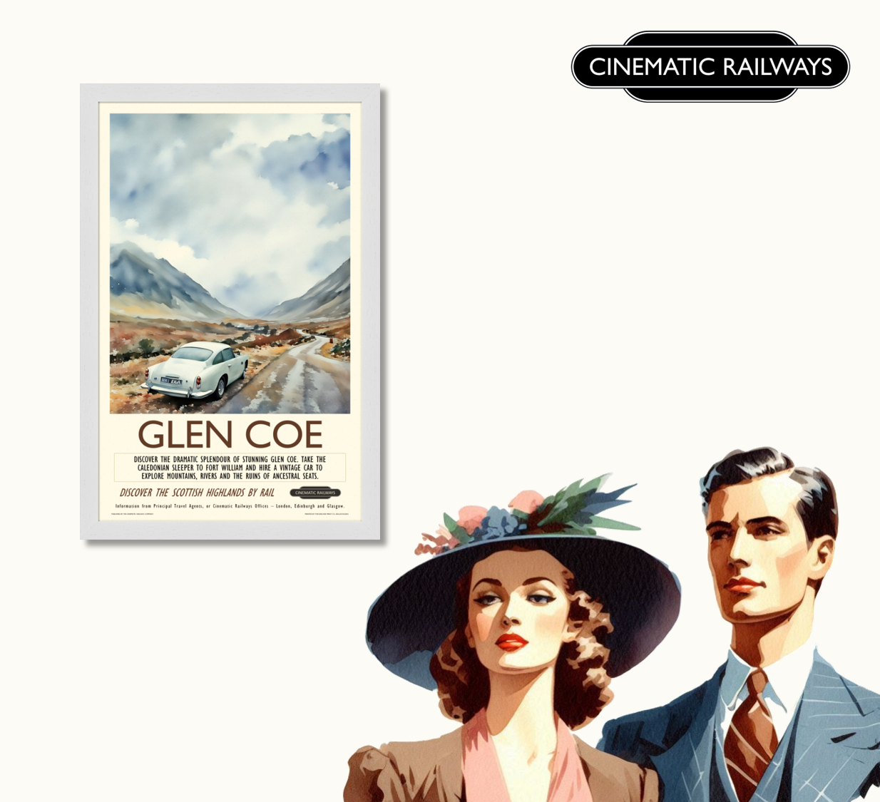 Glen Coe  - a vintage travel poster inspired by your favourite film / movie - Cinematic Railways