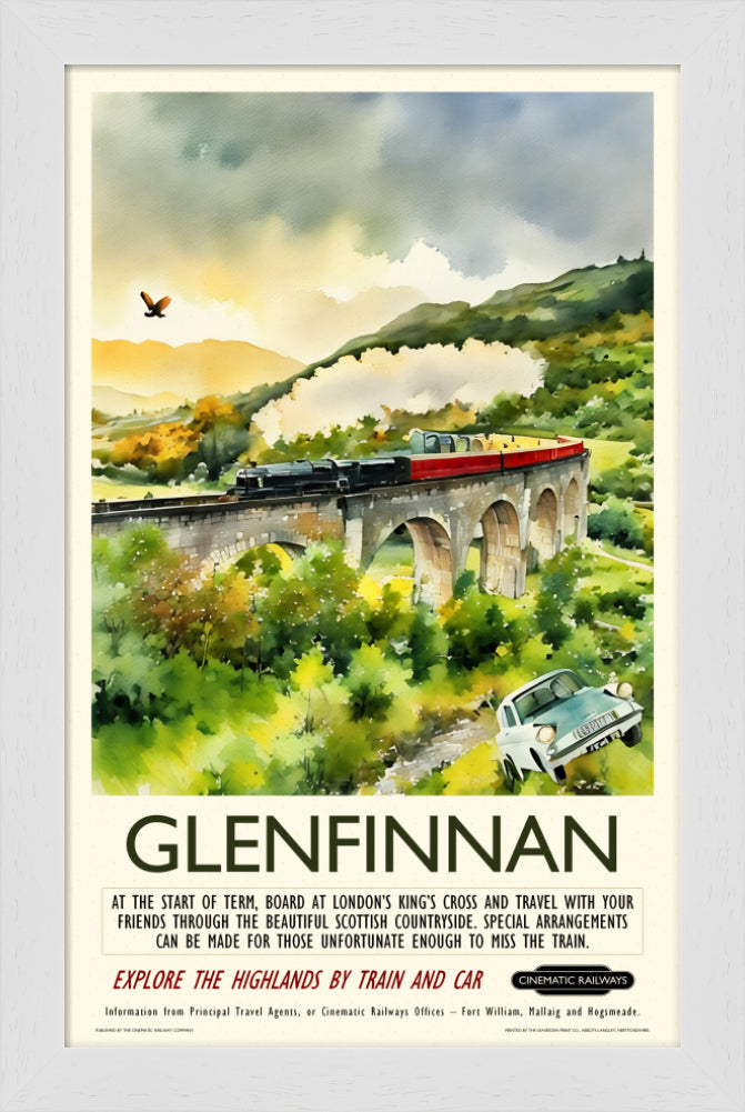 Glenfinnan  - a vintage travel poster inspired by your favourite film / movie - Cinematic Railways