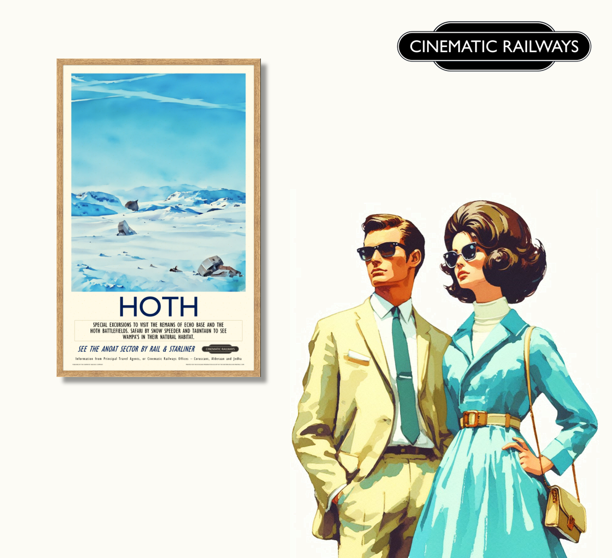 Hoth  - a vintage travel poster inspired by your favourite film / movie - Cinematic Railways