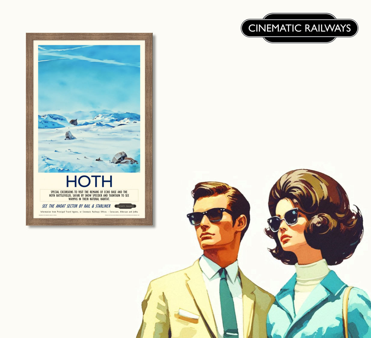 Hoth  - a vintage travel poster inspired by your favourite film / movie - Cinematic Railways