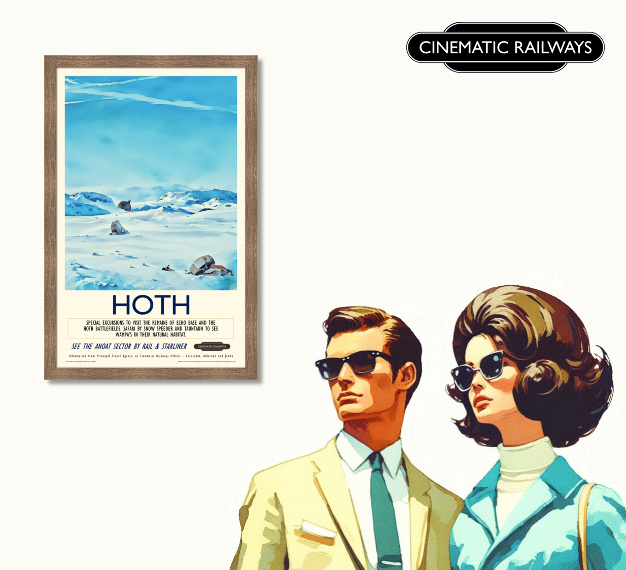Hoth  - a vintage travel poster inspired by your favourite film / movie - Cinematic Railways
