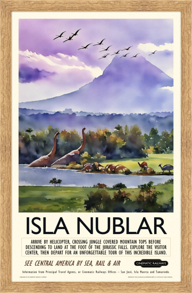 Isla Nublar  - a vintage travel poster inspired by your favourite film / movie - Cinematic Railways