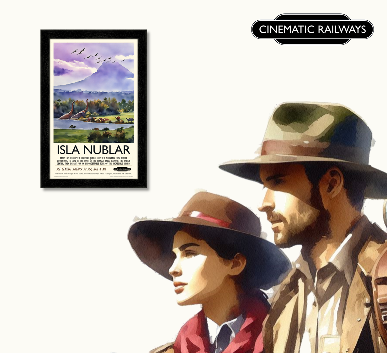 Isla Nublar  - a vintage travel poster inspired by your favourite film / movie - Cinematic Railways