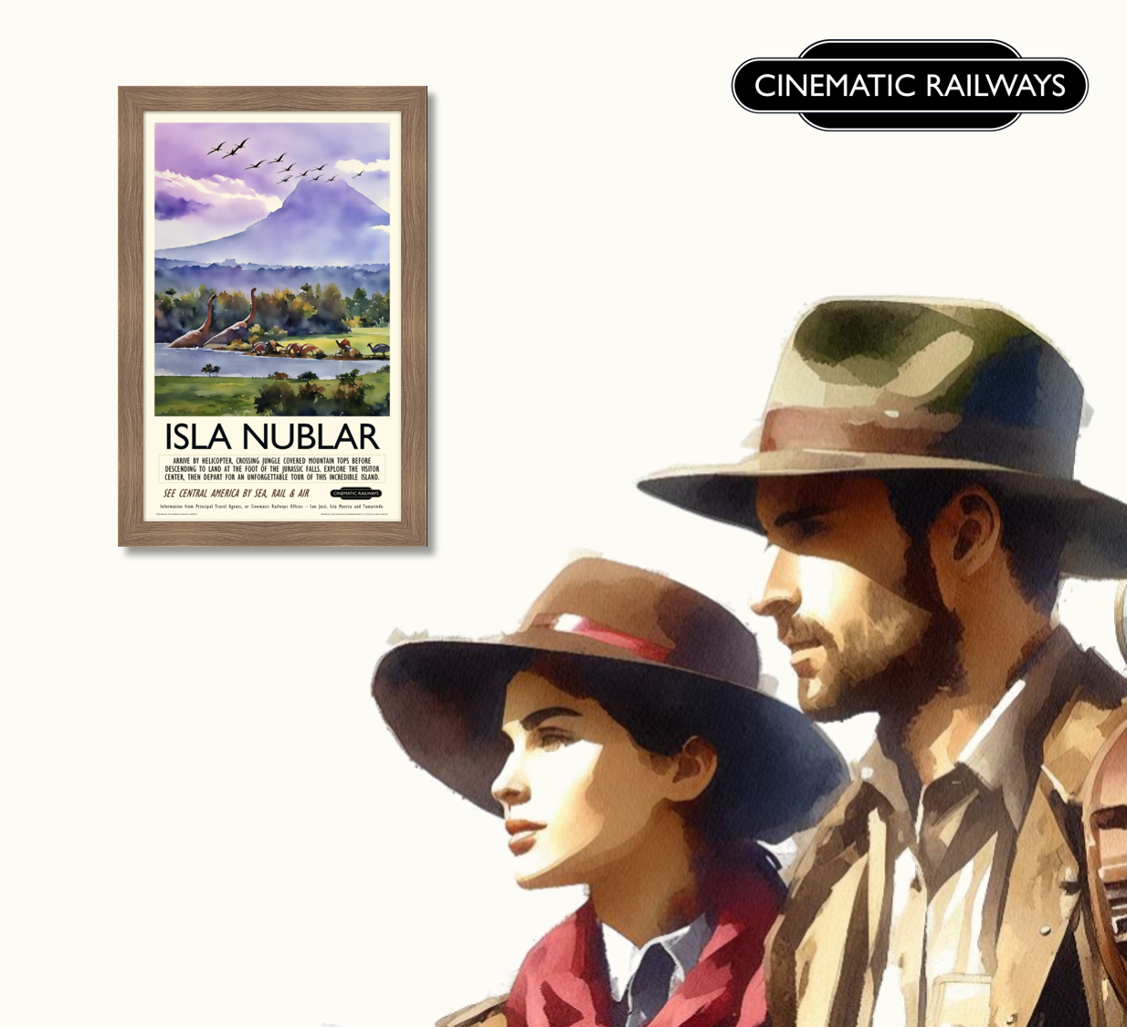 Isla Nublar  - a vintage travel poster inspired by your favourite film / movie - Cinematic Railways