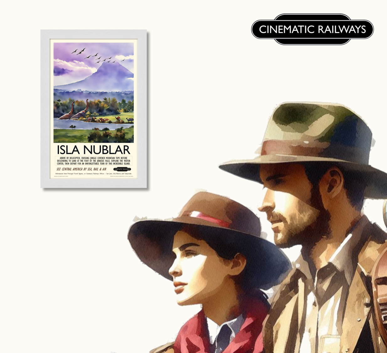 Isla Nublar  - a vintage travel poster inspired by your favourite film / movie - Cinematic Railways