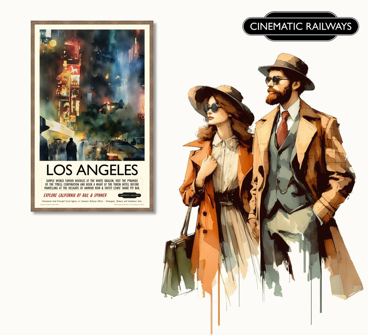 Los Angeles  - a vintage travel poster inspired by your favourite film / movie - Cinematic Railways