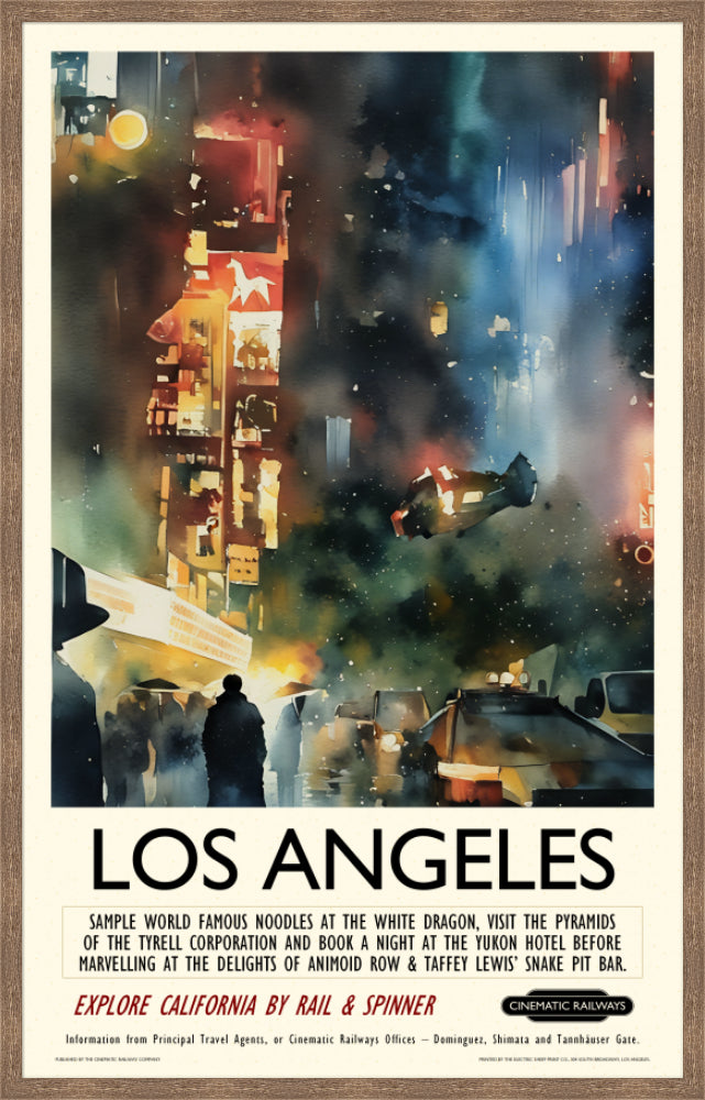 Los Angeles  - a vintage travel poster inspired by your favourite film / movie - Cinematic Railways