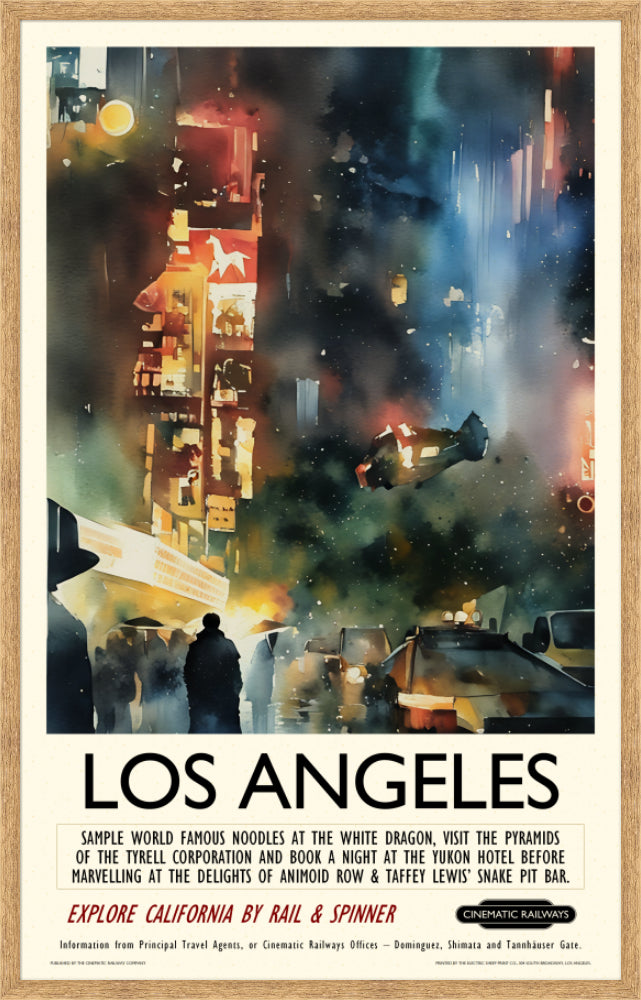 Los Angeles  - a vintage travel poster inspired by your favourite film / movie - Cinematic Railways