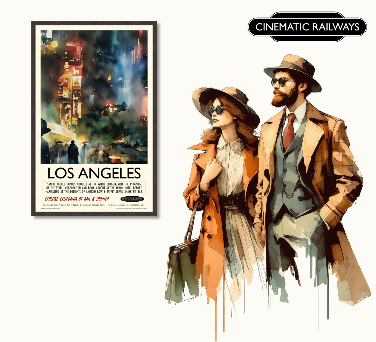 Los Angeles  - a vintage travel poster inspired by your favourite film / movie - Cinematic Railways