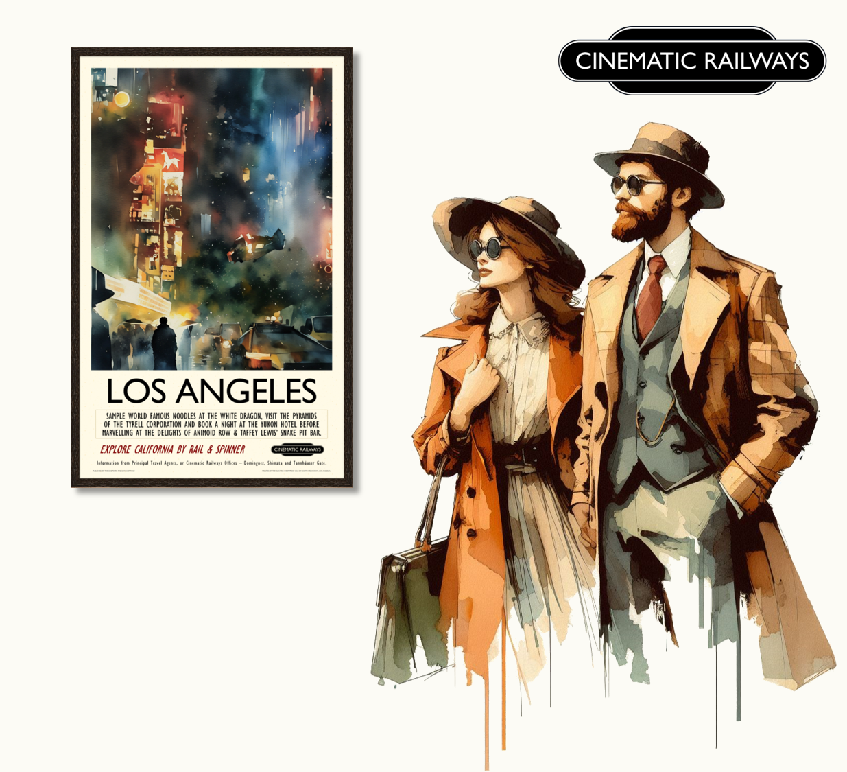 Los Angeles  - a vintage travel poster inspired by your favourite film / movie - Cinematic Railways