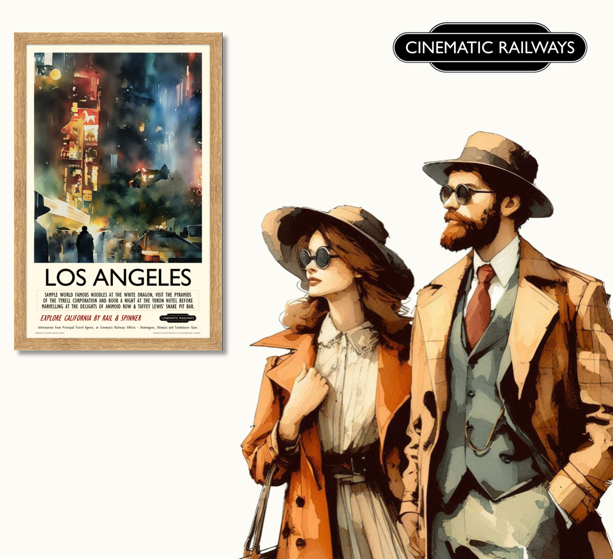 Los Angeles  - a vintage travel poster inspired by your favourite film / movie - Cinematic Railways