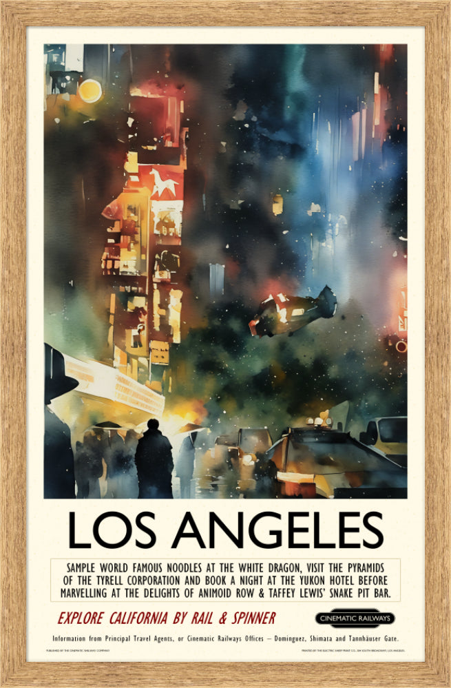 Los Angeles  - a vintage travel poster inspired by your favourite film / movie - Cinematic Railways