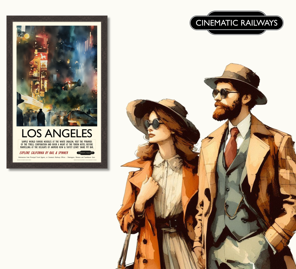 Los Angeles  - a vintage travel poster inspired by your favourite film / movie - Cinematic Railways