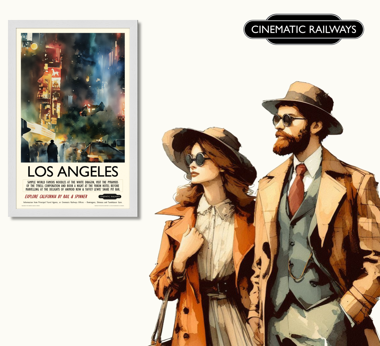 Los Angeles  - a vintage travel poster inspired by your favourite film / movie - Cinematic Railways