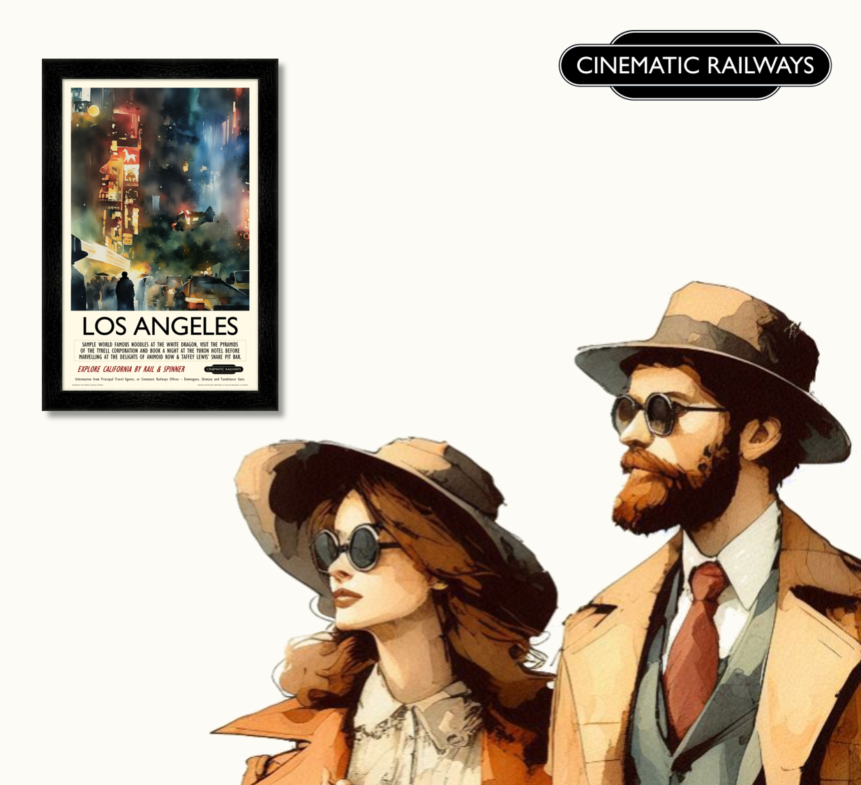 Los Angeles  - a vintage travel poster inspired by your favourite film / movie - Cinematic Railways