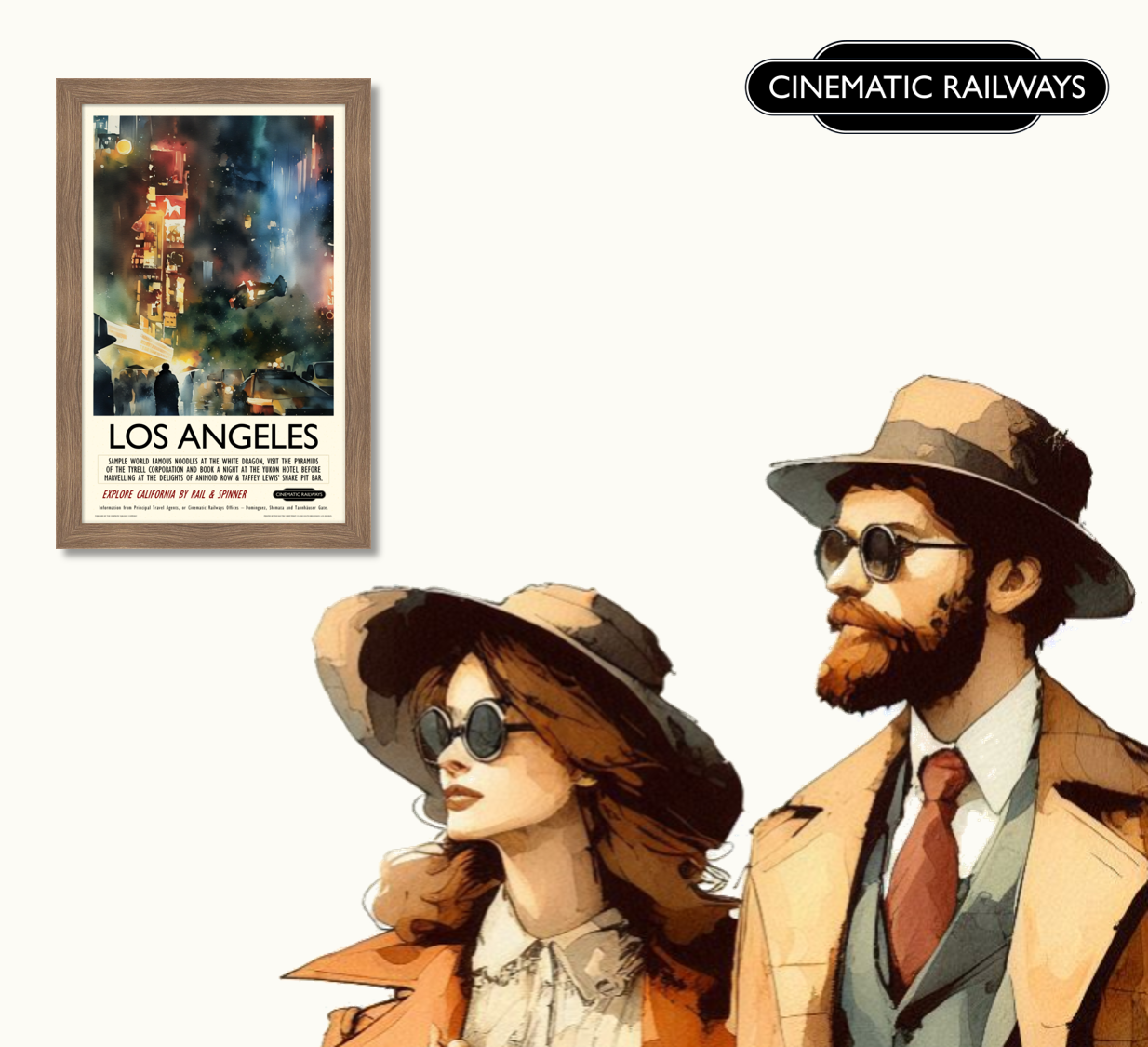 Los Angeles  - a vintage travel poster inspired by your favourite film / movie - Cinematic Railways