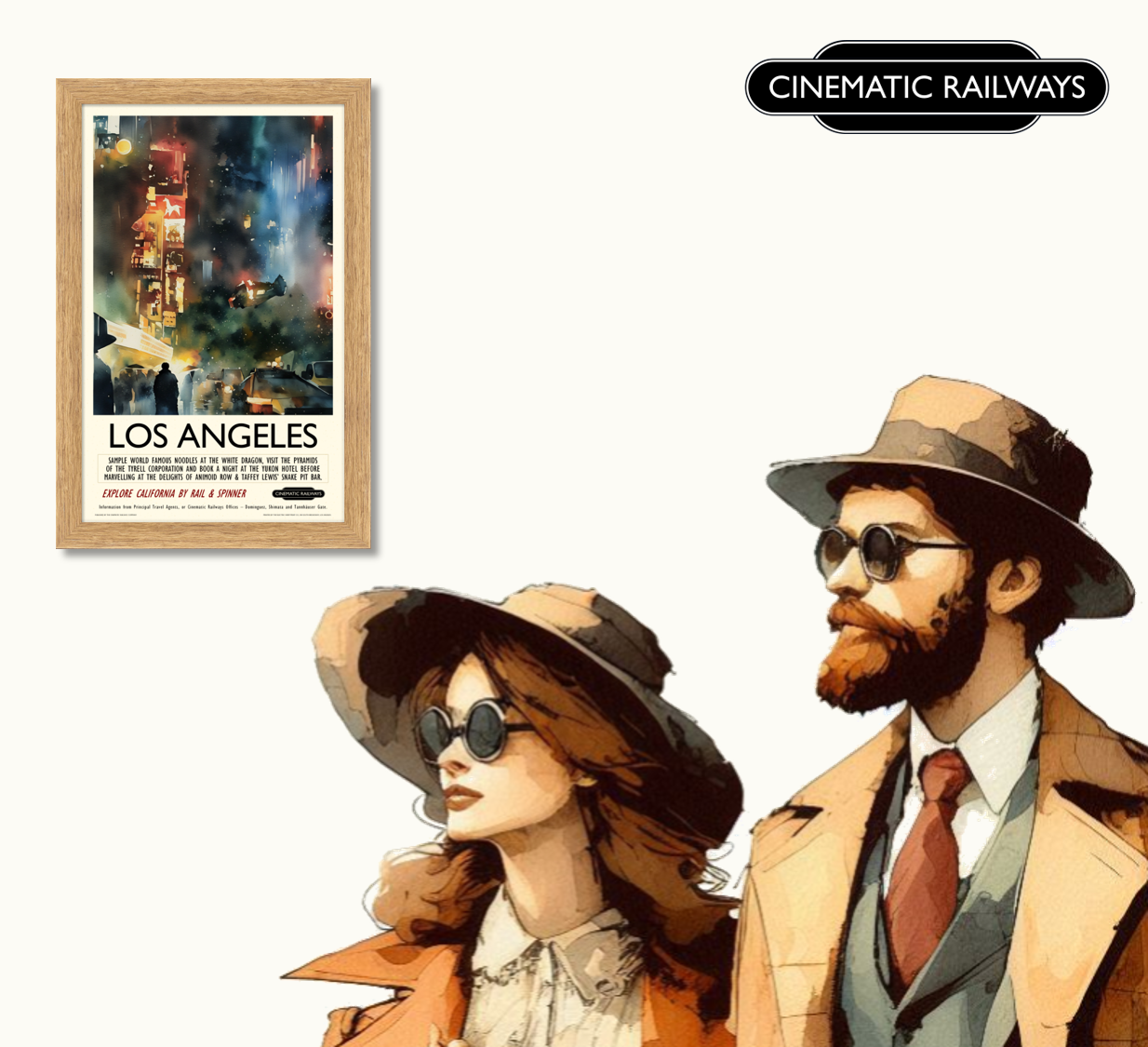 Los Angeles  - a vintage travel poster inspired by your favourite film / movie - Cinematic Railways