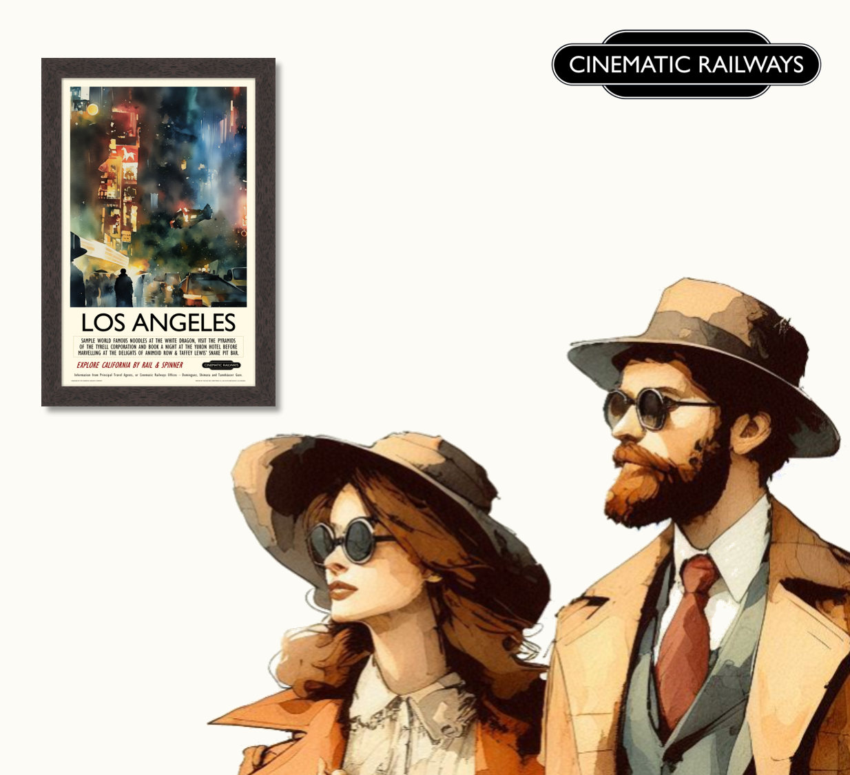 Los Angeles  - a vintage travel poster inspired by your favourite film / movie - Cinematic Railways