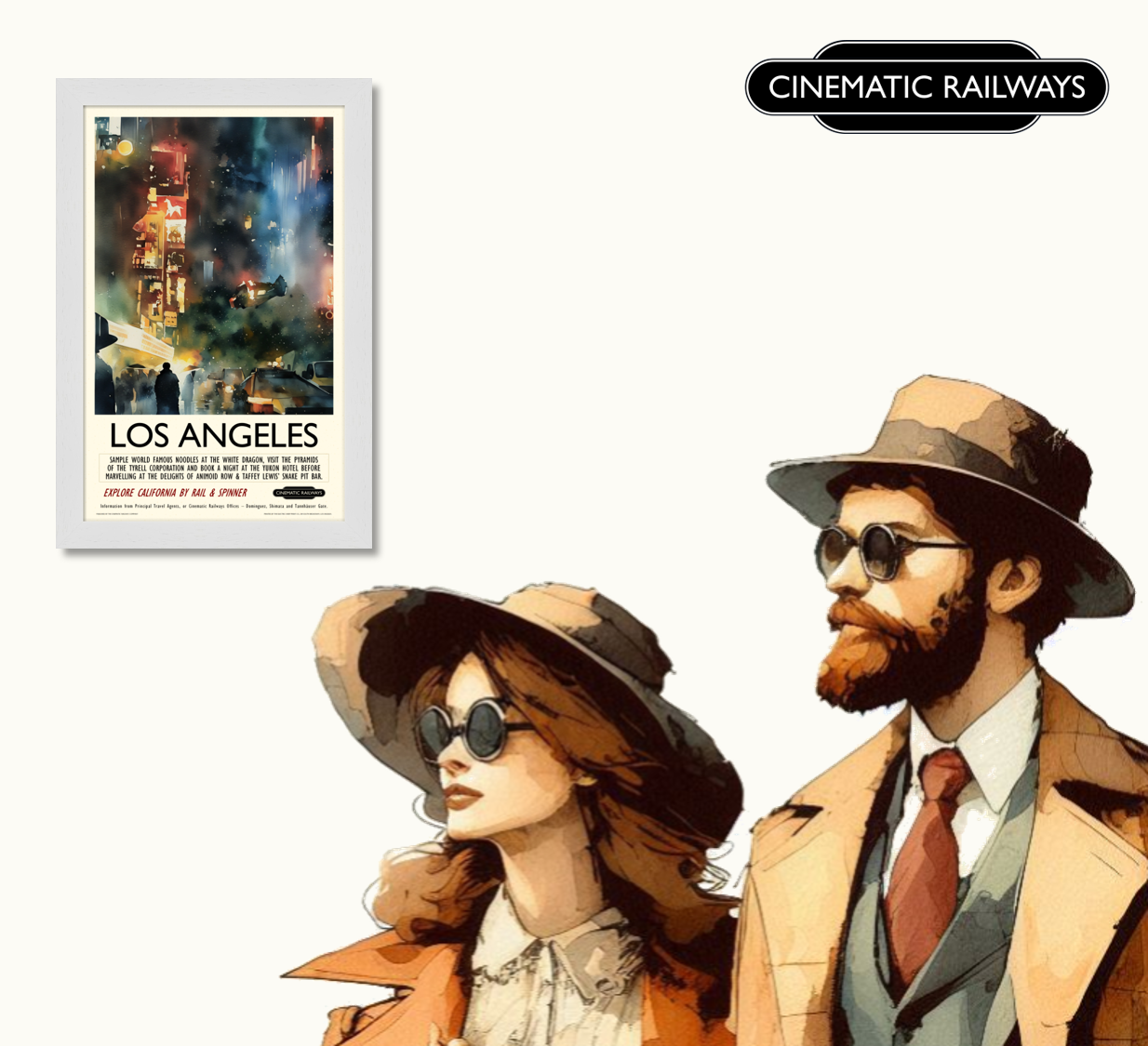 Los Angeles  - a vintage travel poster inspired by your favourite film / movie - Cinematic Railways