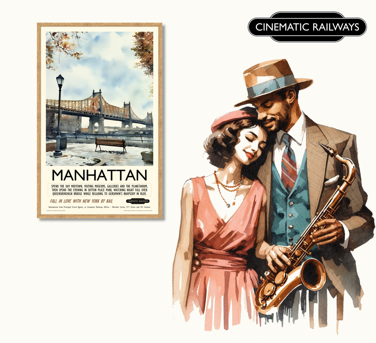 Manhattan  - a vintage travel poster inspired by your favourite film / movie - Cinematic Railways