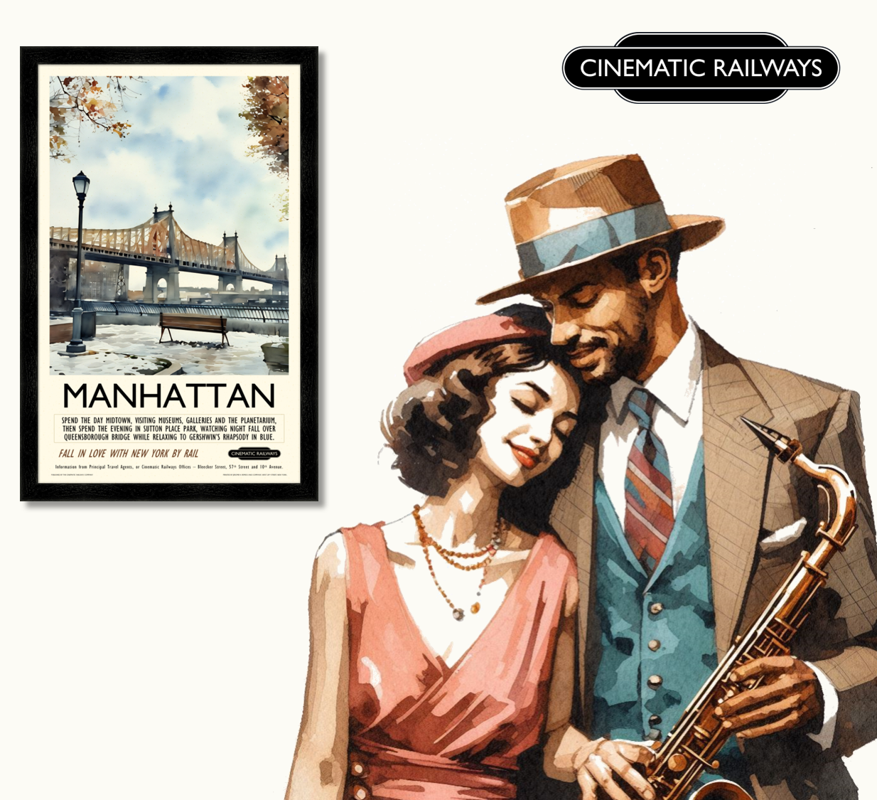 Manhattan  - a vintage travel poster inspired by your favourite film / movie - Cinematic Railways