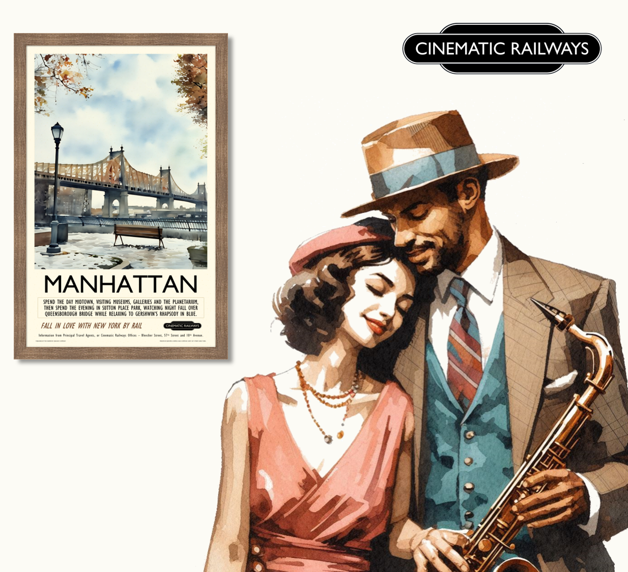 Manhattan  - a vintage travel poster inspired by your favourite film / movie - Cinematic Railways
